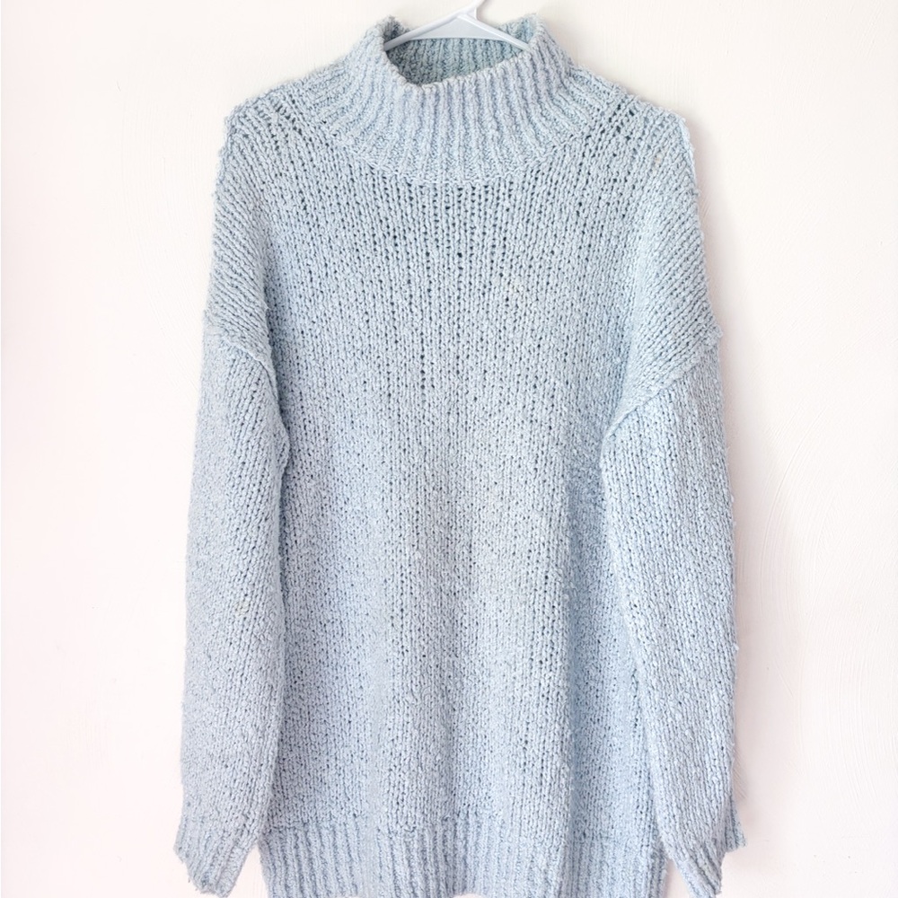 Anthropologie The Need-It Mock Neck Sweater Light Blue - Picture 2 of 6
